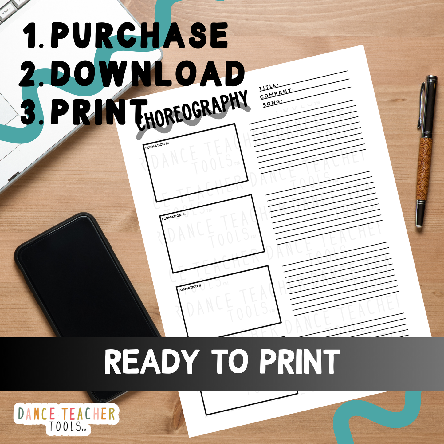 Basic Choreography Bundle – Printable Dance Planning Pages | 14-Page PDF for Choreography, Formations & Routine Mapping