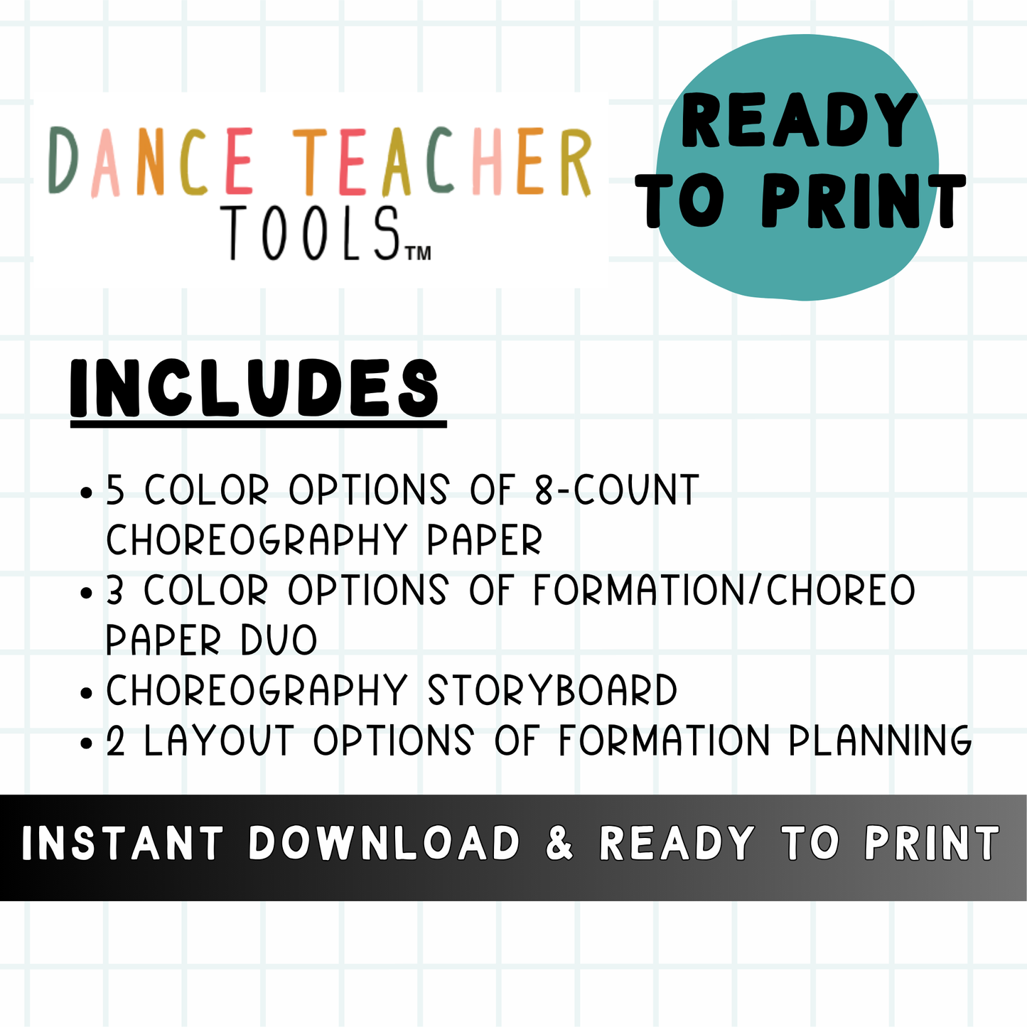 Basic Choreography Bundle – Printable Dance Planning Pages | 14-Page PDF for Choreography, Formations & Routine Mapping