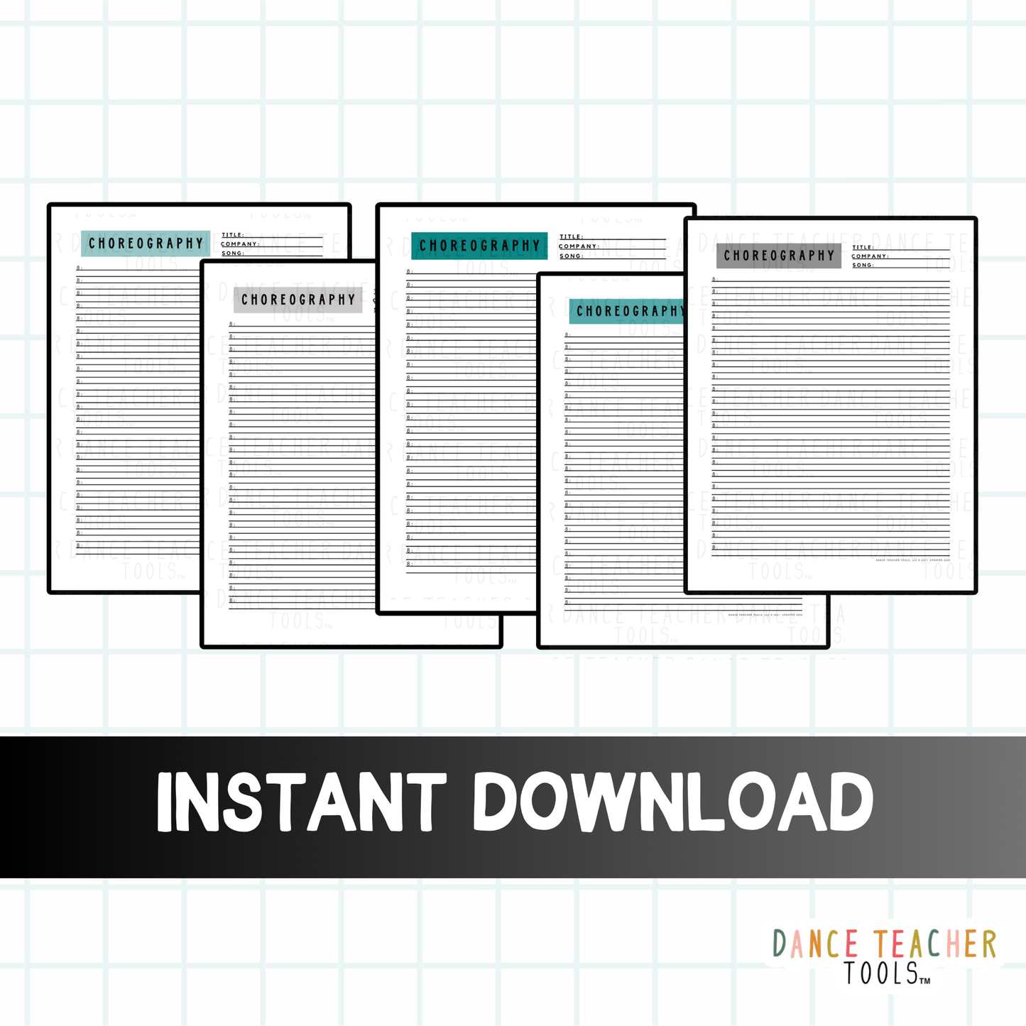 Basic Choreography Bundle – Printable Dance Planning Pages | 14-Page PDF for Choreography, Formations & Routine Mapping