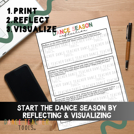 Dance Reflection & Vision Board Activity - Printable Student Worksheet/Activity Instructions | 2-Page PDF Goal Setting Resource for Dancers
