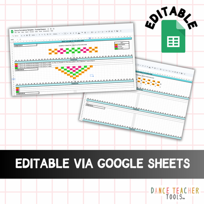 Dance Formation Template – Football Season | Editable Google Sheet for Precision Planning | 2 Design Options | Instant Digital Access