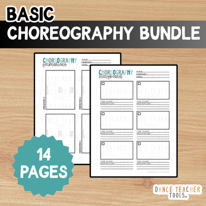 Basic Choreography Bundle – Printable Dance Planning Pages | 14-Page PDF for Choreography, Formations &amp; Routine Mapping