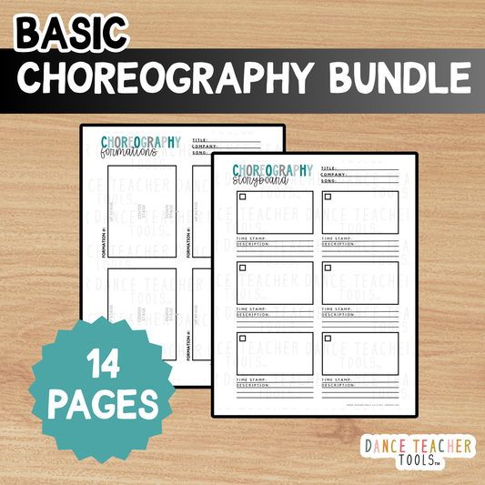 Basic Choreography Bundle – Printable Dance Planning Pages | 14-Page PDF for Choreography, Formations &amp; Routine Mapping
