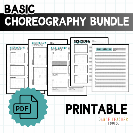 Basic Choreography Bundle – Printable Dance Planning Pages | 14-Page PDF for Choreography, Formations &amp; Routine Mapping