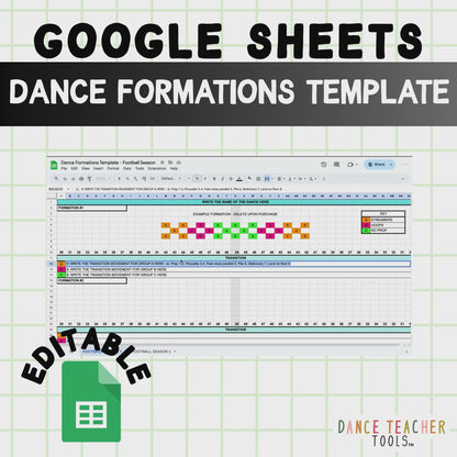 Dance Formation Template – Football Season | Editable Google Sheet for Precision Planning | 2 Design Options | Instant Digital Access
