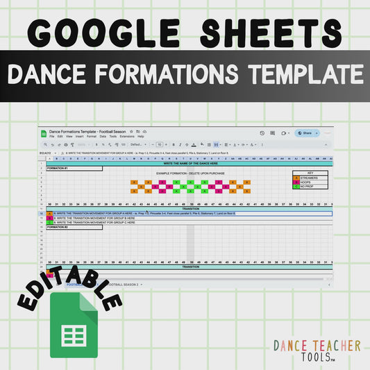 Dance Formation Template – Football Season | Editable Google Sheet for Precision Planning | 2 Design Options | Instant Digital Access
